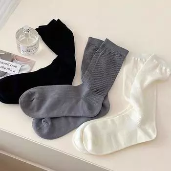 Носки в стиле Лолиты для женщин, гольфы, женские чулки, летние носки среднего размера, повседневные носки в консервативном стиле серый