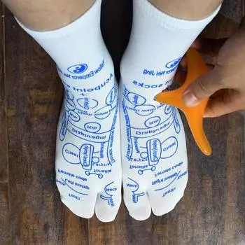 Носки Warp Socks English Foot Therapy Acupoint Socks, носки Meridian, массажная палочка, треугольный зяблик, массажные носки с раздельными пальцами average size