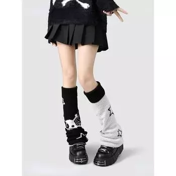 Носки Y2K JK, вязаные леггинсы, студенческие носки средней длины, женские шерстяные носки выше колена