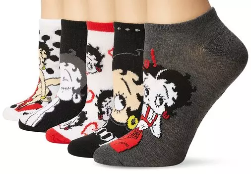 Носки женские Betty Boop Betty Boop, 5 шт. в упаковке, повседневные, черные, красные, США, многоцветные, 11 сентября