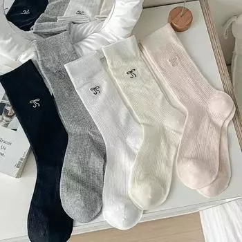 Носки женские Bow Super Miu Wind женские средние однотонные дышащие сетчатые носки средней длины Stacking Socks One Size серый