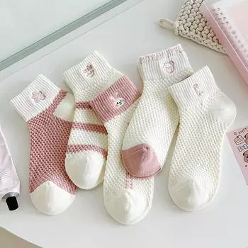 Носки Женские хлопковые носки Короткие носки Удобные мягкие и милые носки для девочек Милые дышащие впитывающие пот непахнущие носки против удушения One Size