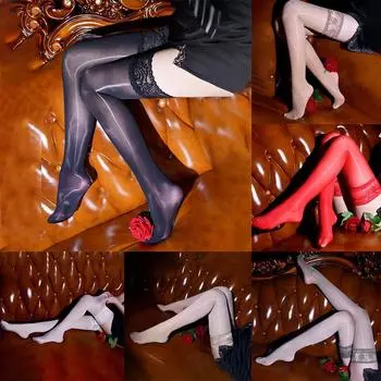 Носки женские и мужские масляные блестящие черные шелковые JK Glitter One Size серый