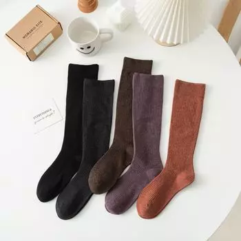 Носки женские Jk черные чулки полосатые двойные шерстяные носки компрессионные носки и гольфы универсальные теплые average size темно-серого