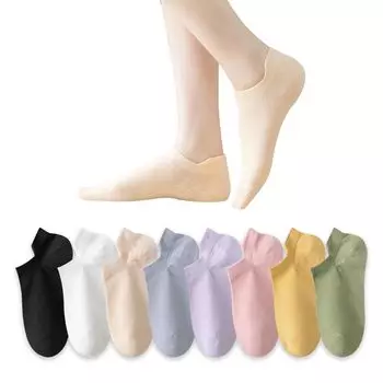 Носки женские короткие Ankle Odor 8 School Sweat Fall Prevention [SijiRuge], стильные, [антибактериальные, устойчивые, хлопок] пары, комплект 22-25 см, цветные,