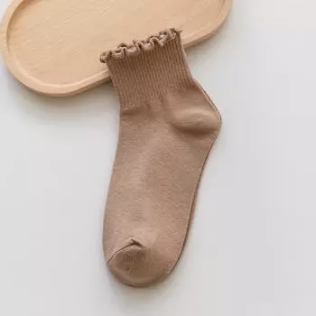 Носки женские милые новые летние в японском стиле дышащие короткие носки для девочек кавайные однотонные с оборками повседневные сладкие One Size