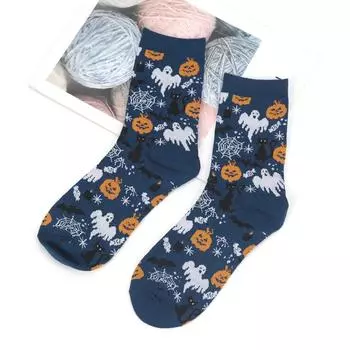Носки женские на Хэллоуин, теплые носки Harajuku, простые длинные носки, модные, весна-осень для женщин и мужчин, носки средней длины EU36-43