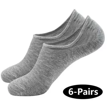 Носки женские низкие носки нескользящие плоские 6 пар One Size серый