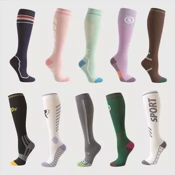 Носки Женские спортивные компрессионные носки Весенние чулки Впитывающие пот Нескользящие Дышащие Дезодорирующие Компрессионные носки Носки для икр average size серый