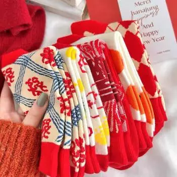 Носки женские среднего размера, свадебные, праздничные и милые, новогодние, большие красные носки, натальные, годовые, женские носки на удачу, волосы average size