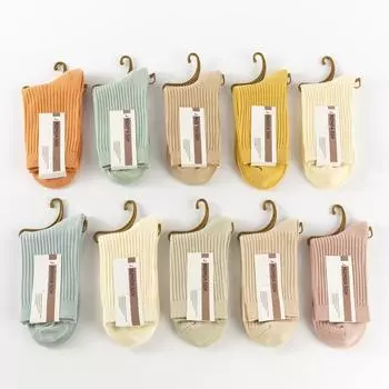 Носки женские средние носки-трубы двойная игла антипиллинговая хлопковая пряжа верхняя одежда носки Tide Stacking однотонные чулки average size