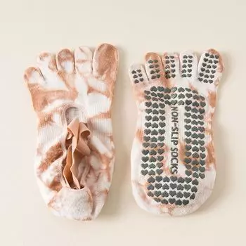 Носки женские тай-дай на шнуровке для занятий спортом в помещении и йогой 2409 raw coconut latte