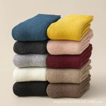 Носки Женские утолщенные шерстяные носки Женские средние толстые махровые носки Флисовые теплые зимние махровые носки для сна average size 35-40 темно-серого