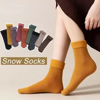 Носки женские зимние носки в вертикальную полоску бархатные утолщенные осенние и зимние носки-тапочки средней длины домашние теплые носки one size чёрный