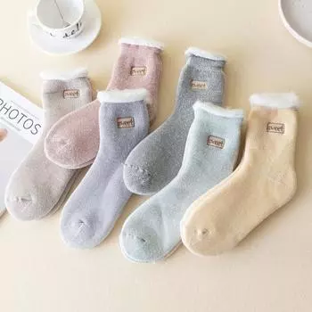 Носки женские зимние пушистые плюс теплые носки осенние трубчатые супер толстые носки для сна бархатные носки для ботинок мягкие носки для пола EU 35-39