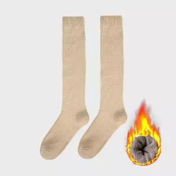 Носки женские Зимние Теплые Длинные Гольфы Толстые Термо Хлопок Махровые Однотонные Харадзюку Дышащие Утолщенные Повседневные Гольфы до Колена 35-40