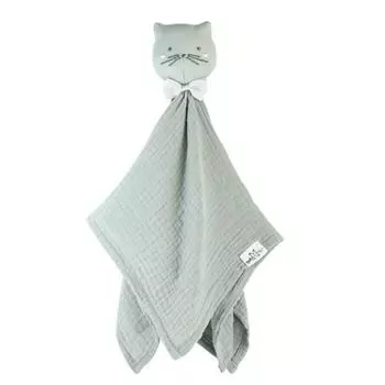 Носовой платок для кукол-прорезывательниц Belmont Dudu из хлопка, Sacha Sacha [Grey Kitty, 1 шт., корейские детские товары