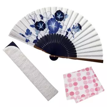 Носовой платок Fan Fan Aika [Osaka Choseido] Fan, женский, стильный, деловой, сумка, держатель, набор, (Утренняя слава)