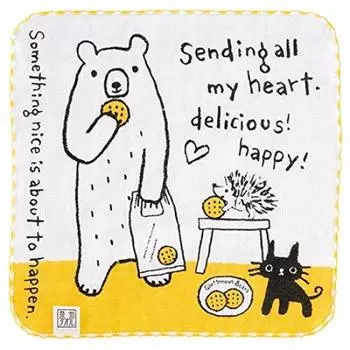 Носовой платок «Головы» из Японии, 23 x 23 см, белый, 6 штук, полотенце «Медведь-обжора» HEADS GLB-THS жёлтый