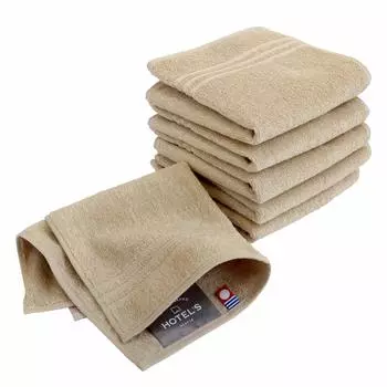 Носовой платок Imabari Towel Towel Towel Doll, набор из 6 шт., бежевый, 25 x 25 см, хлопок, хорошо впитывает влагу, прочный, однотонный, сделано в Японии, прибл.. 100%