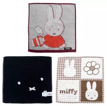 Носовой платок Miffy, набор из 3 полотенец с антибактериальным и дезодорирующим жаккардовым узором в клетку (жаккард, игра, обработка, черный, коричневый)