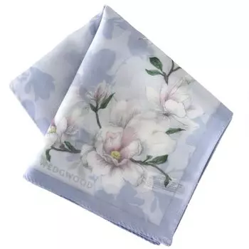 Носовой платок с крупным принтом WEDGWOOD Magnolia, подарочный подарок (Синий / Приблизительно. 58см) Женский (Шелк и хлопок) 000425-0002-02 синий