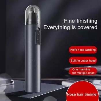 Носовой триммер для удаления волос съемный моющийся безболезненный вращающийся на 360 градусов острый черный электрический носовой триммер для дома чёрный