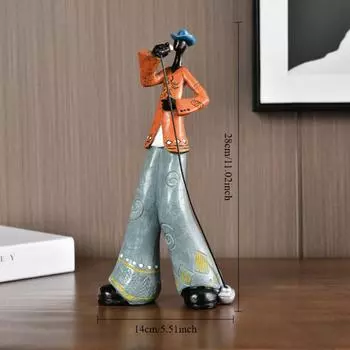 Ностальгическая фигурка трубача для домашнего декора, классическая скульптура, играющая мелодию, украшение для полки, шкафа, рабочего стола в домашнем офисе, баре отеля Singer разноцветный