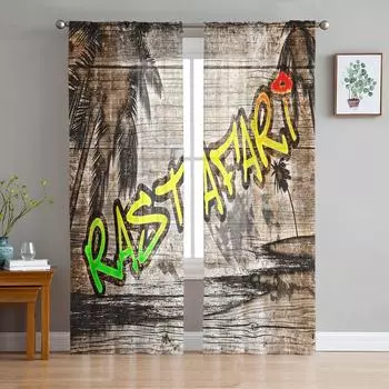 Ностальгия африканские тюлевые шторы для гостиной с принтом, прозрачная вуаль, занавеска для спальни, оконные шторы, жалюзи, домашний декор W135 x H115cm x1