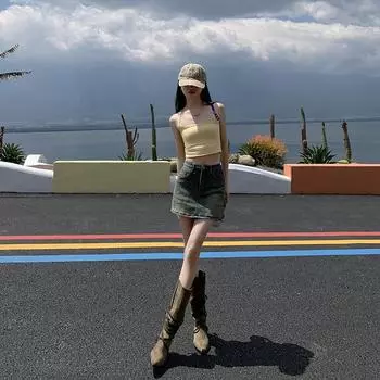 Nostalgic High-waisted A-line Skirt for Women In Spring and Summer New Hip-pack Skirt for Women In Spring and Summer XS