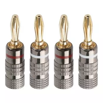 NOSTALSIC Banana Plug Красный Белый 24k Gold Easy Double Screw Совместимость с 12AWG для аудио частей + Набор, без пайки, с покрытием, установка,
