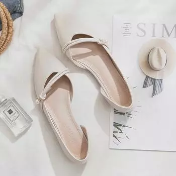 Not tired feet spring and summer single shoes women s versatile new side empty pointed flat sandals 34