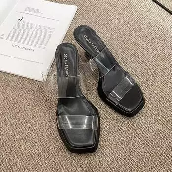 Not tired feet women s shoes summer new beautiful transparent high heels Internet celebrity fashion versatile temperament fairy sandals long wear 35