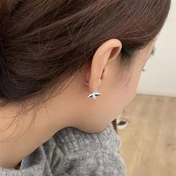 Notched star stud earrings silver needle earrings fashion simple ins high-end ear jewelry women s daily commute new models 925 silver needles