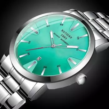 NOTIONR Роскошные мужские часы с календарем, повседневные мужские часы с ремешком из нержавеющей стали, модные наручные часы с цветным циферблатом, идеальный выбор для подарков