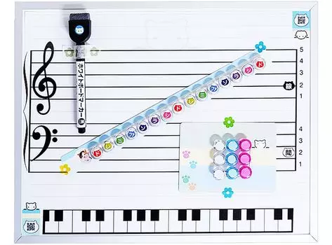 Нотная грамота x Нотная грамота Нотная грамота Магнитная музыкальная нотная доска Магнитный музыкальный учебный материал для начинающих Белая доска/маленькая/синяя/Ш360 мм В280 мм/стена синий