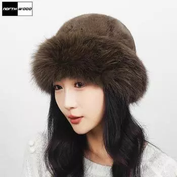 NOTTHWOOD Женская осенне-зимняя шапка-берет из искусственной травы, морозостойкая плюшевая монгольская шапка, меховая рыбацкая шапка 55-60 cm чёрный