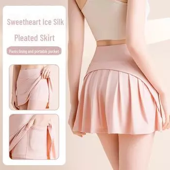 Notting Yoga Women s High-Waist Pleated A-Line Skorts - Ice Sense Anti-Exposure Sports Skirt with Elastic Waistband. L