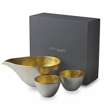 Nousaku sake 2 sake gold large Katakuchi gold leaf set, cups, leaf,