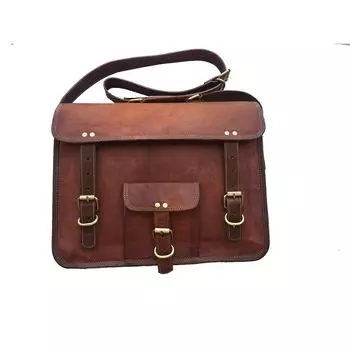 Ноутбук 15-дюймовый передний карман Винтаж мужской коричневый кожаный портфель ручной работы Лучшая сумка-мессенджер для ноутбука Ранец Оригинальная кожаная сумка для ноутбука / сумка-мессенджер 11 x 15 in коричневый