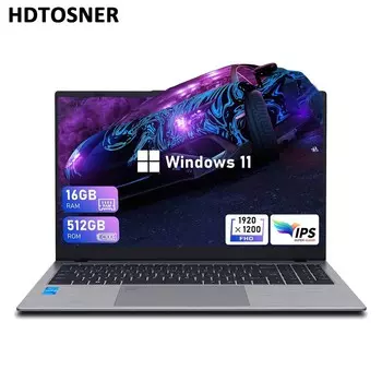 Ноутбук HDTOSNER 15.6 , Intel N5095, RAM 16 ГБ, SSD 512 ГБ, Intel HD Graphics, Windows Pro, серый