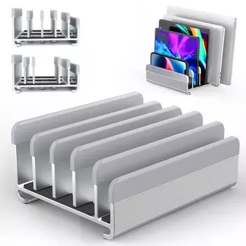 Ноутбук Вертикальный Вмещает 5 Регулируемый Держатель Алюминиевый Сплав Раскладушка Пространство Совместимо со Всеми Подставками, Подставка Для ПК/Планшета, ПК, Охлаждение, Ширина, Материал, серебряный