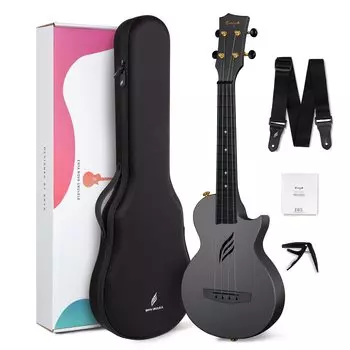 Nova Enya Concert Ukulele Beginner Set of Carbon В комплекте с запасными струнами [Enya U] (Сделано волокно) кейс, ремень, каподастр, [] (черный) чёрный