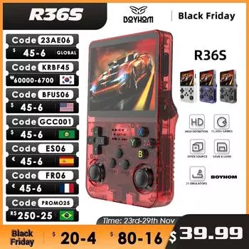 НОВАЯ 128G R36S ретро портативная игровая консоль Linux система 3,5-дюймовый IPS экран портативный карманный видеоплеер 64G игры с сумкой 64G(No Bag)