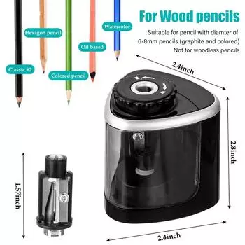 НОВАЯ электрическая точилка для карандашей, автоматический сенсорный переключатель, карандаш, самолет, школа, офис, классные принадлежности чёрный