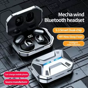 НОВАЯ Bluetooth-гарнитура в стиле Mecha, беспроводные наушники-вкладыши с тяжелыми басами и шумоподавлением, игровые наушники для киберспорта