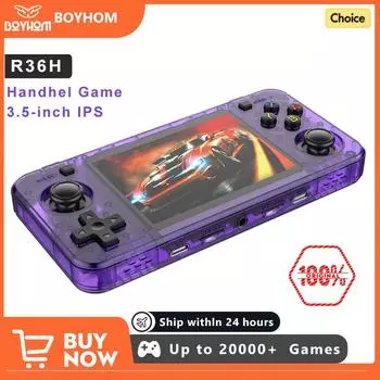 НОВАЯ игровая консоль BOYHOM R36H в стиле ретро с экраном IPS 3,5 дюйма, RK3326, 3000 мАч, открытая система Linux, портативный плеер со встроенными 15000 играми