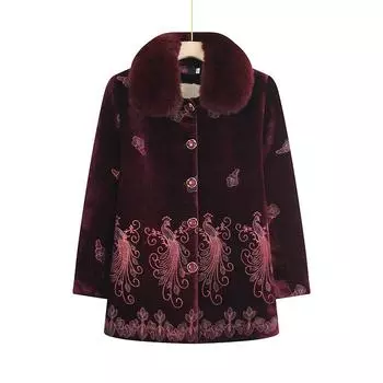 НОВАЯ куртка на хлопковой подкладке для бабушки, средняя и длинная, зимние пальто для женщин, бархатные стеганые куртки с капюшоном из хлопка, толстая теплая ПАРКА XL бордовый
