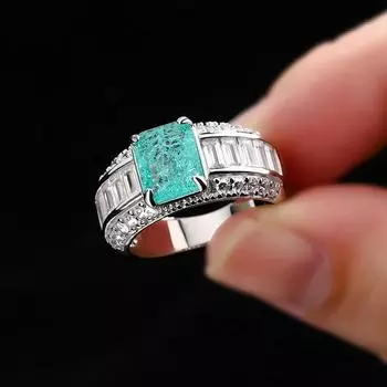 НОВАЯ мода принцесса параиба сапфир полный бриллиант пара кольцо для женщин геометрия посеребренные рождественский подарок ювелирные изделия для вечеринки 6 зелёный