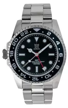 НОВАЯ модель АВТОМАТИЧЕСКИЕ ЧАСЫ Hyakuichi GMT Механические часы GMT Японский механизм Вращающийся безель Водонепроницаемость 20 АТМ Часы мирового времени Левая стрелка Левая заводная головка серебряный